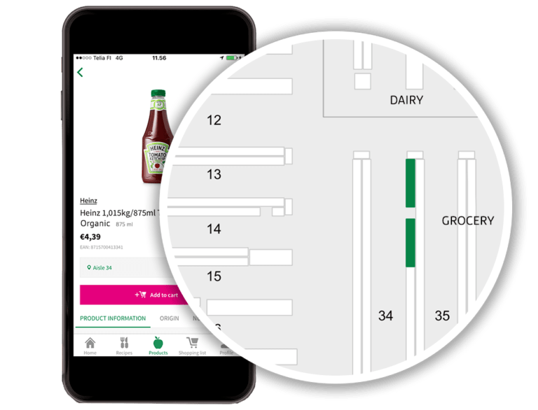 Naveo in store aisle mobile app